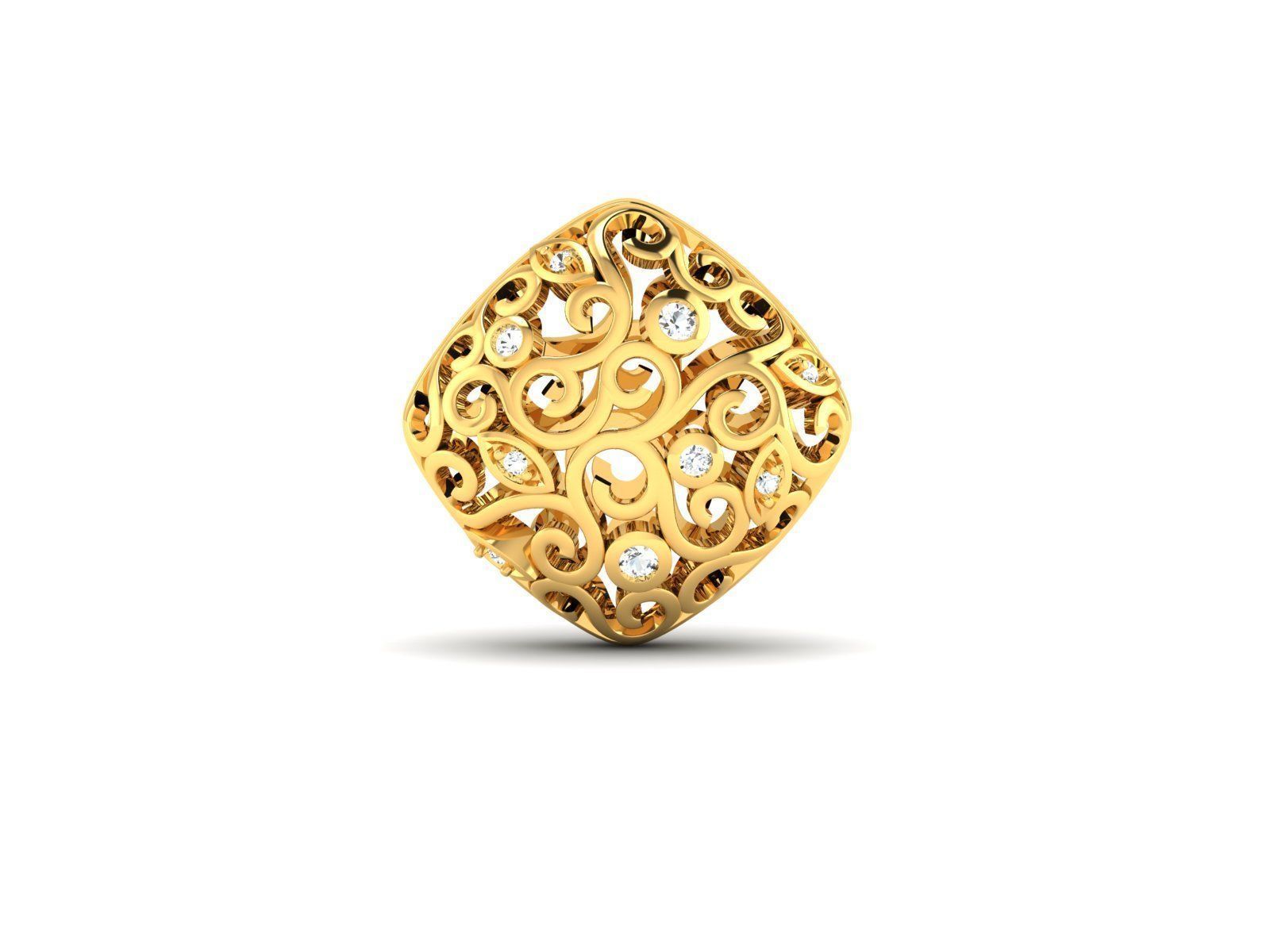 pendant-2014 gold filigree ring with diamonds 3D print model_2