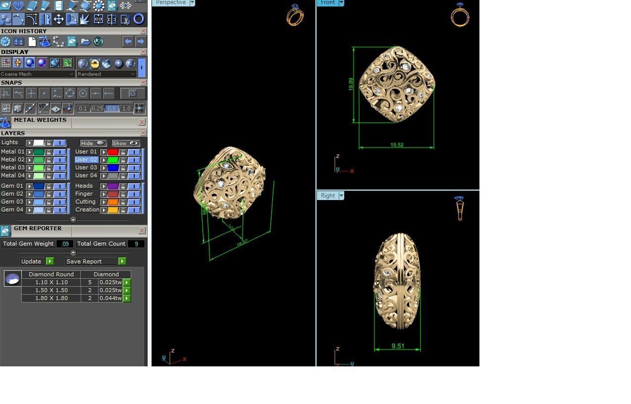 pendant-2014 gold filigree ring with diamonds 3D print model_6