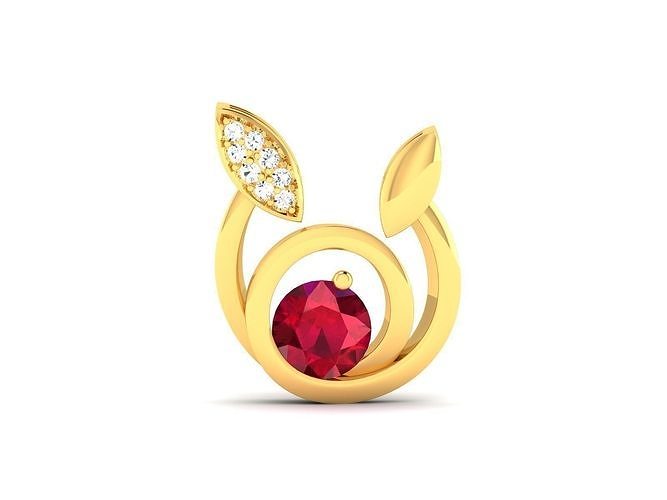 pendant-2010 ruby and diamond pendant gold 3D print model