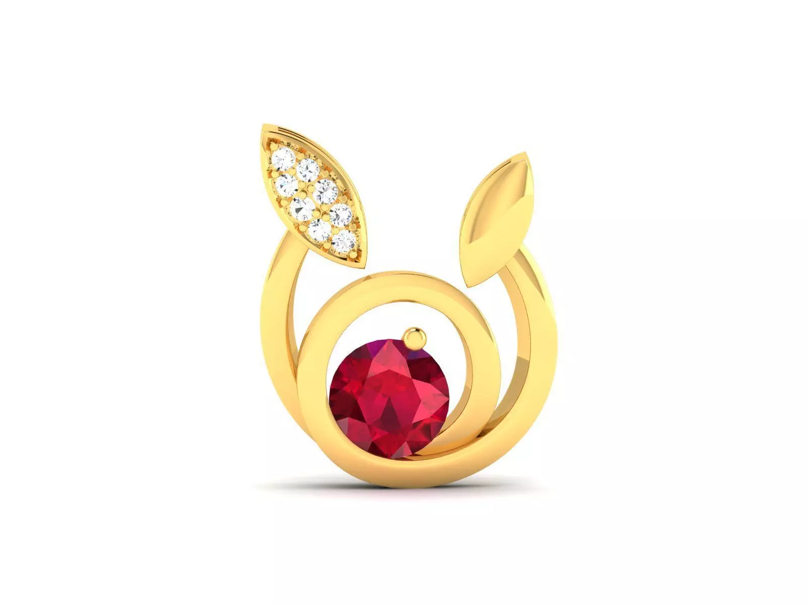 pendant-2010 ruby and diamond pendant gold 3D print model