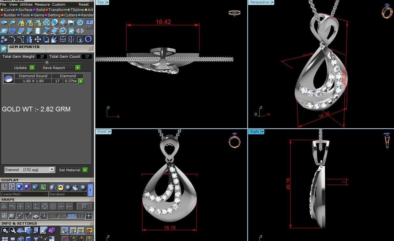 pendant-1995 silver pendant with diamonds 3D print model_6