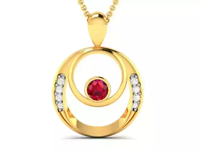 pendant-1992 ruby and diamond pendant gold