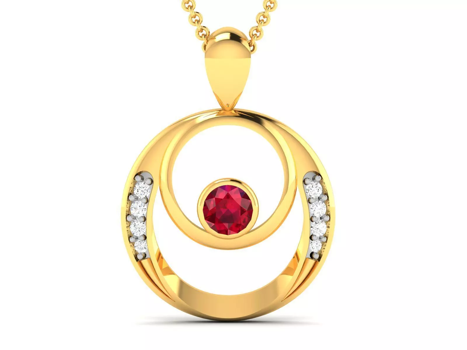 pendant-1992 ruby and diamond pendant gold 3D print model