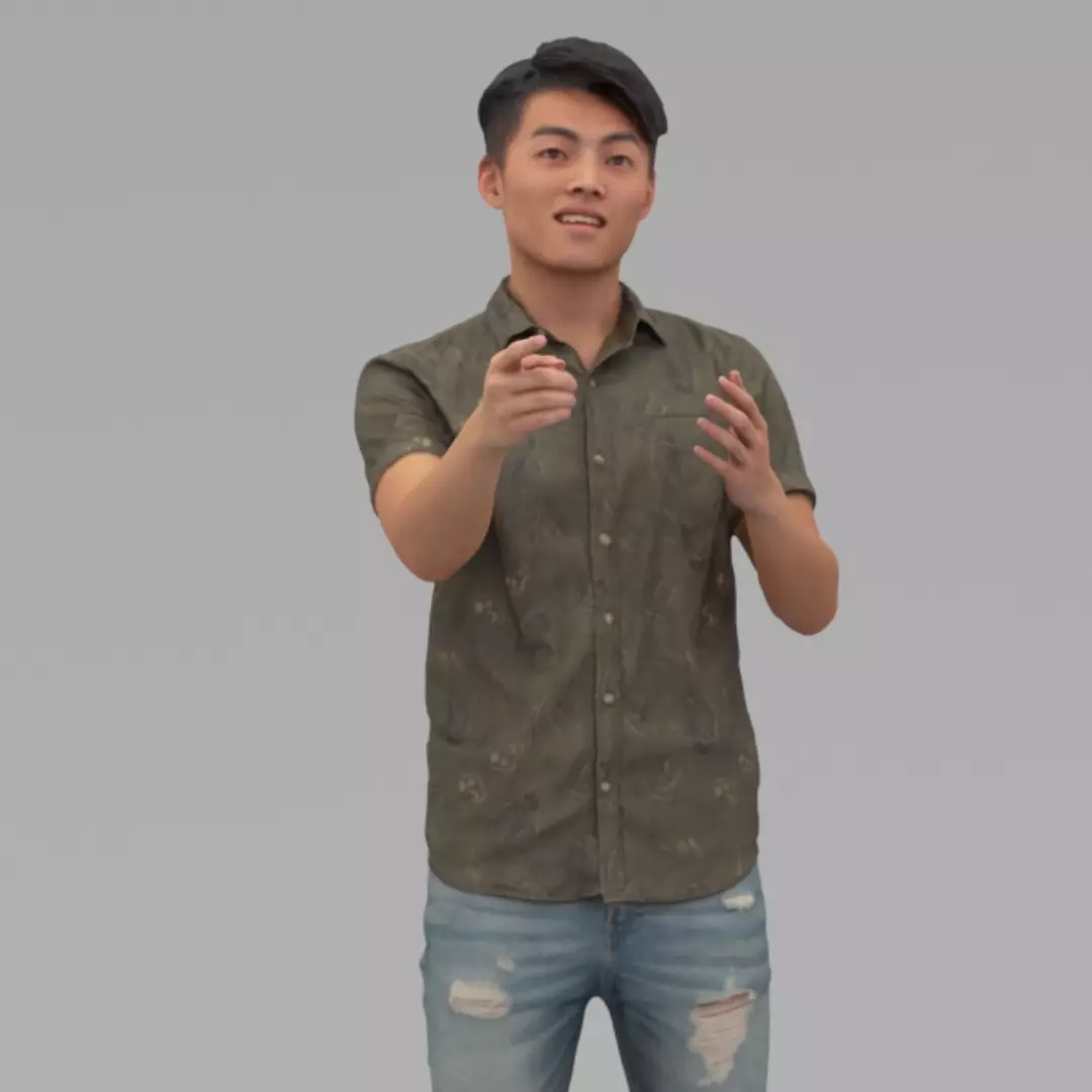 A Strong Man Talking To Somebody In Half Body Portrait 3D model
