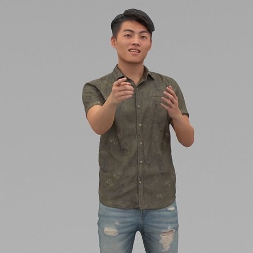 A Strong Man Talking To Somebody In Half Body Portrait  3D model