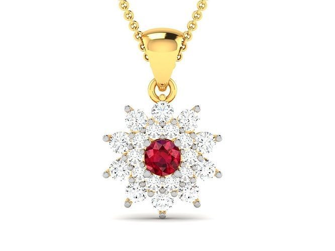 pendant-1981 ruby and diamond pendant gold 3D print model
