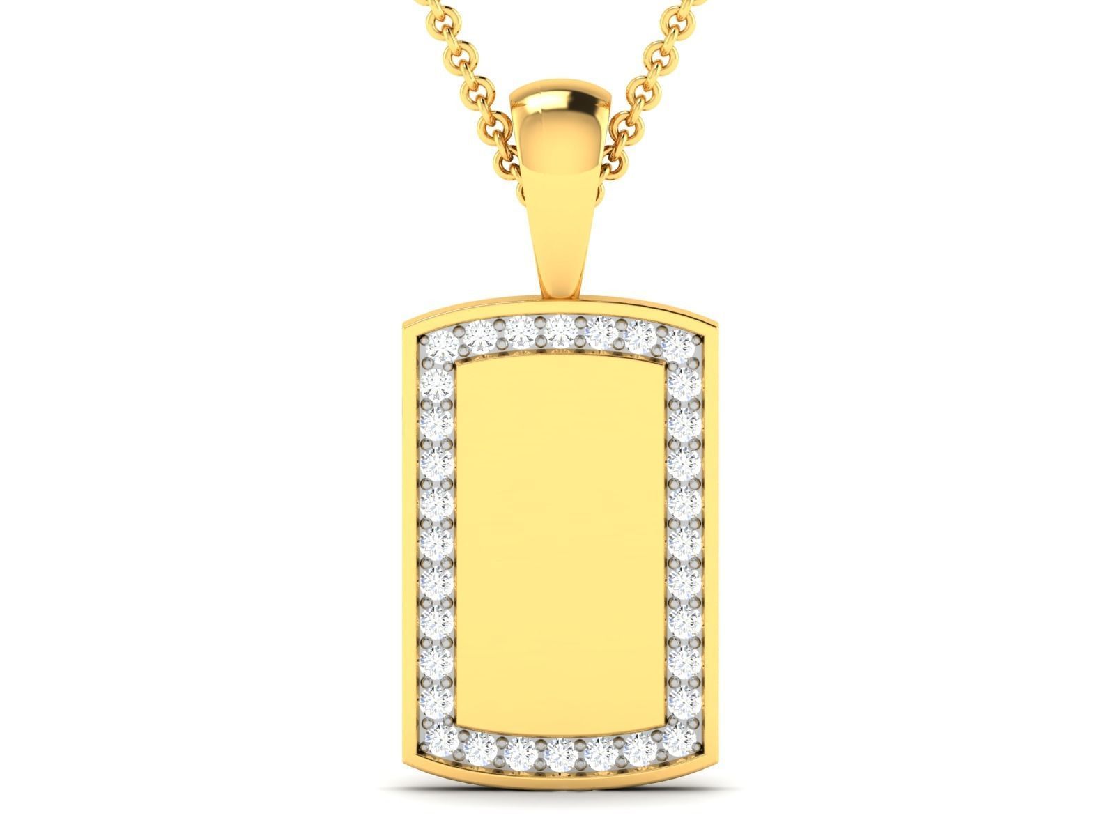pendant-1959 diamond dog tag pendant gold 3D print model_3