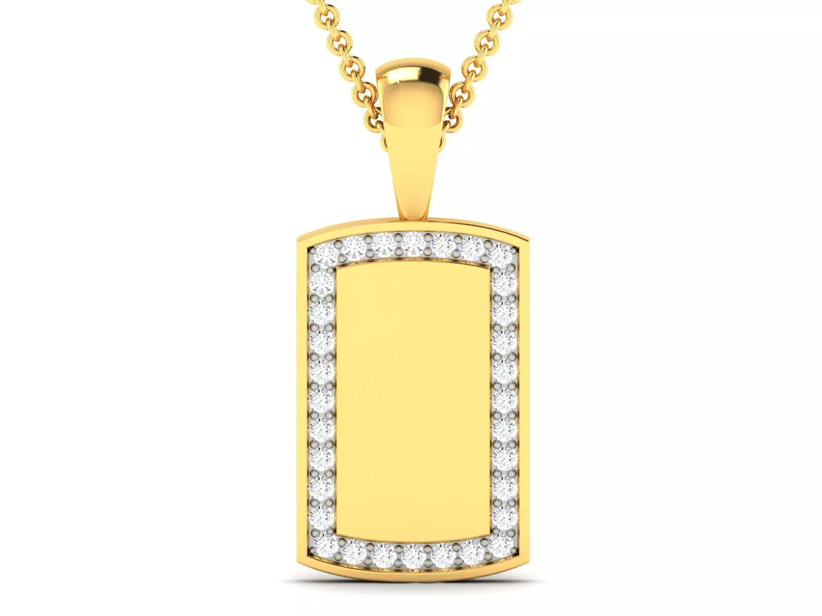 pendant-1959 diamond dog tag pendant gold 3D print model_0