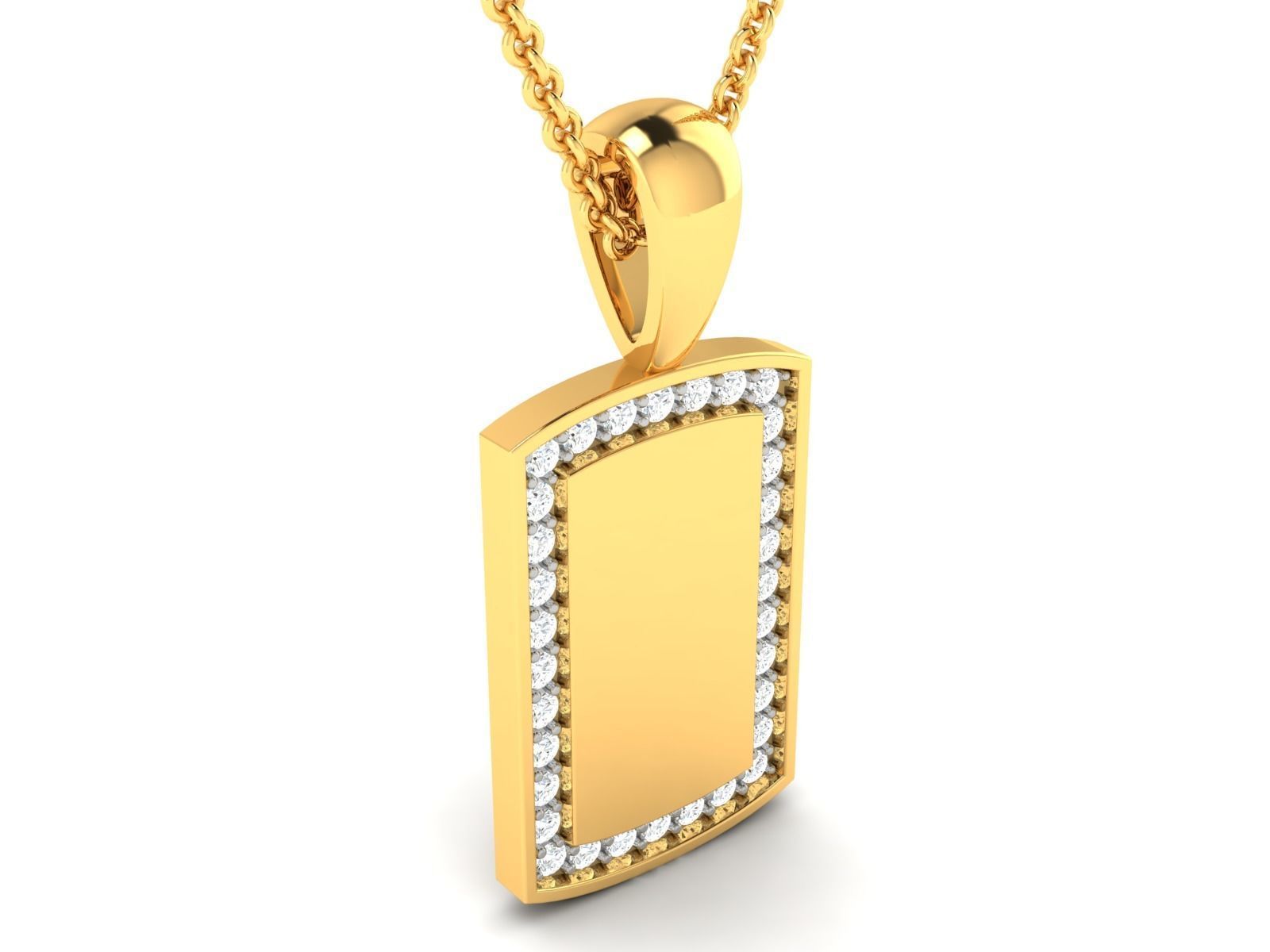 pendant-1959 diamond dog tag pendant gold 3D print model_2