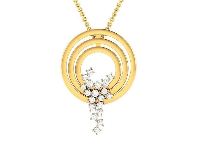 pendant-1955 circular diamond pendant gold 3D print model
