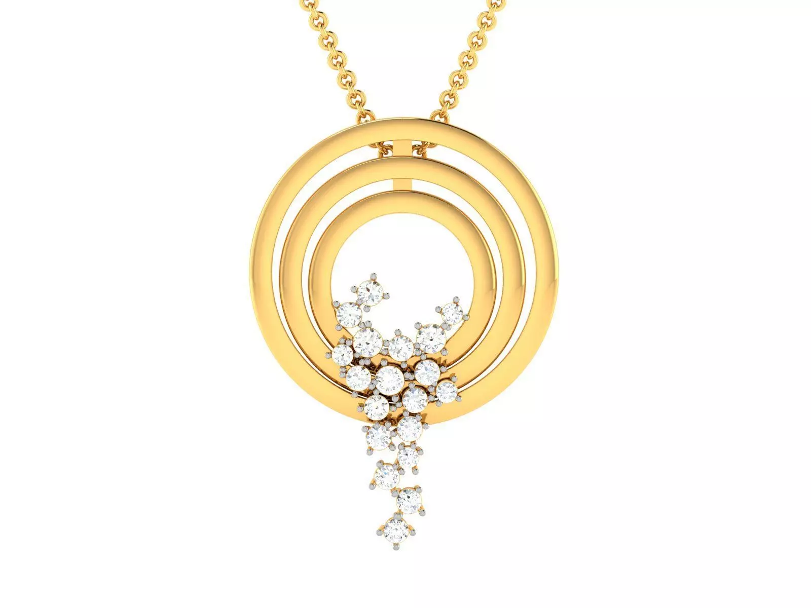 pendant-1955 circular diamond pendant gold 3D print model