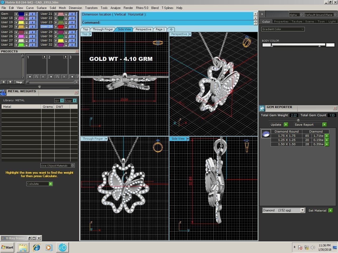 butterfly pendant-1952 3D print model_1