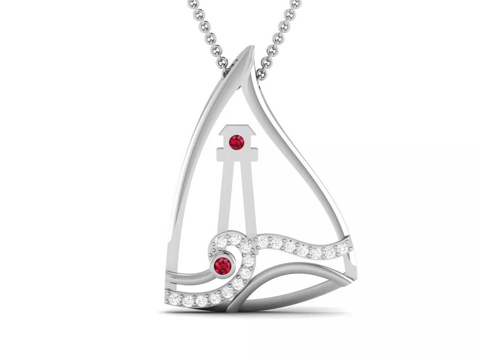 pendant-1904 sailboat pendant with diamonds and rubies 3D print model_0