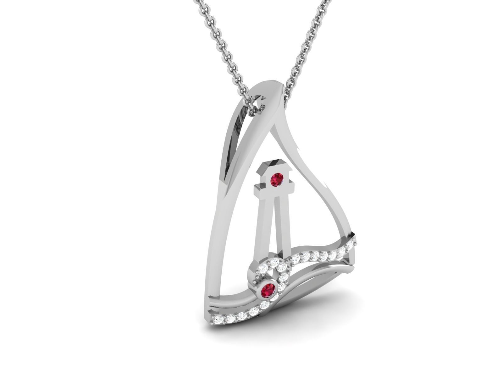 pendant-1904 sailboat pendant with diamonds and rubies 3D print model_3