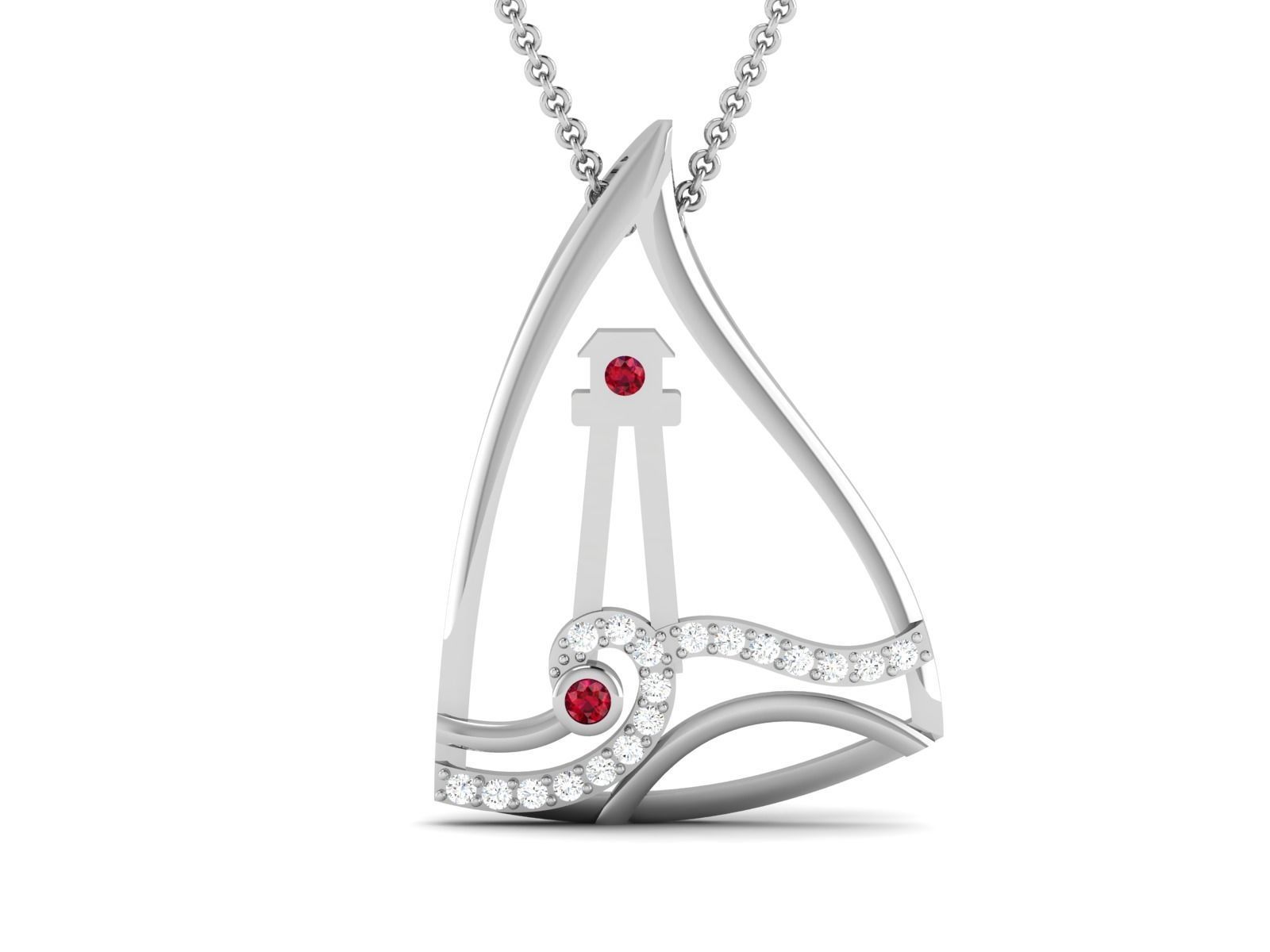 pendant-1904 sailboat pendant with diamonds and rubies 3D print model_4