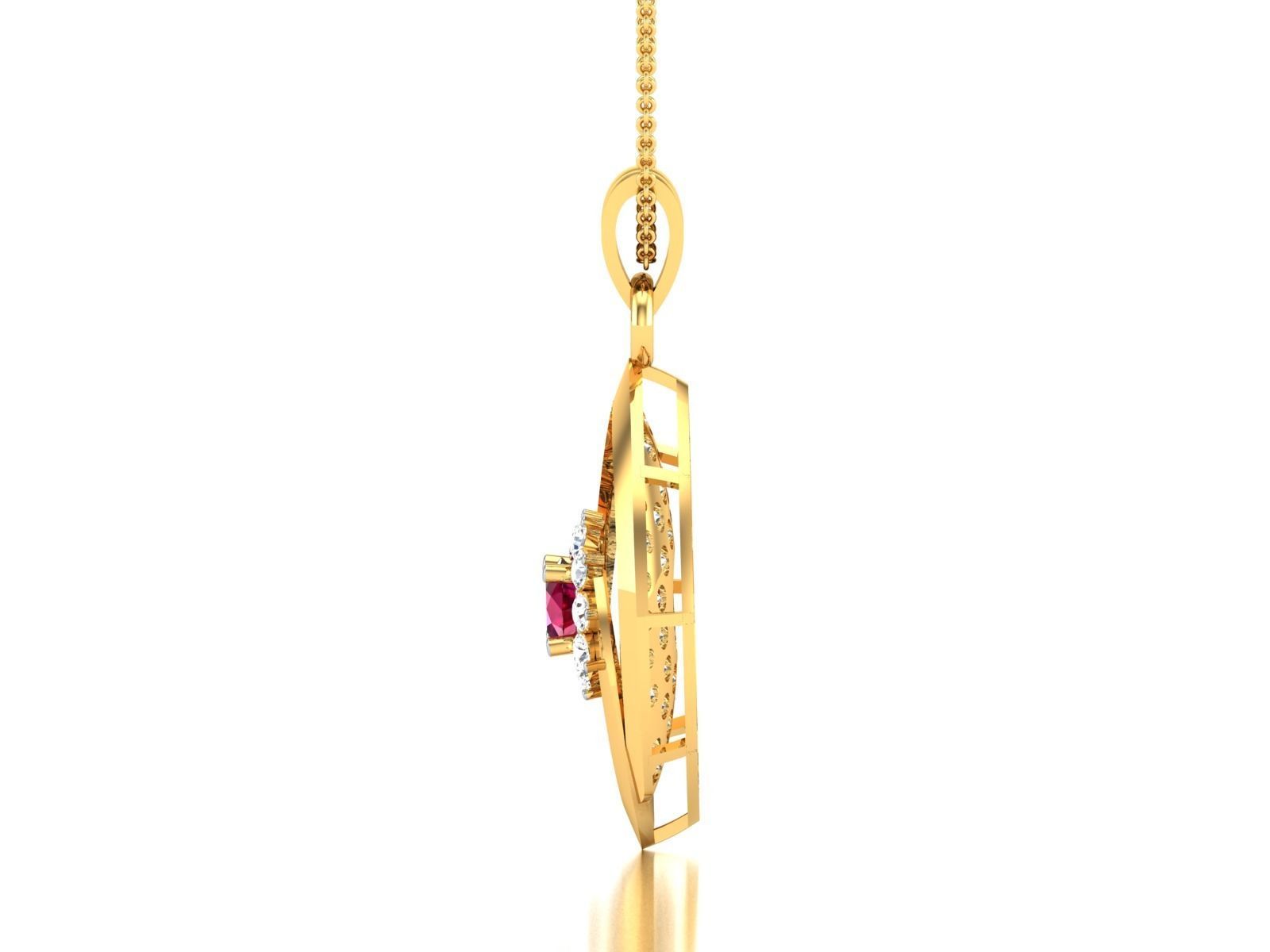 pendant-1884 ruby and diamond pendant gold 3D print model_6