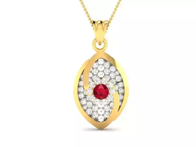 pendant-1884 ruby and diamond pendant gold 3D print model