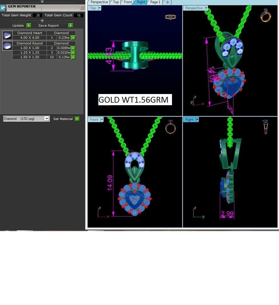 pendant-1877 gold pendant with ruby stone 3D print model_6