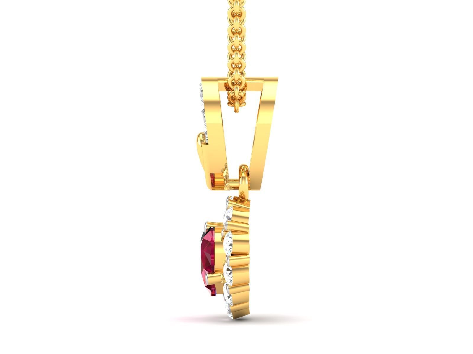 pendant-1877 gold pendant with ruby stone 3D print model_5