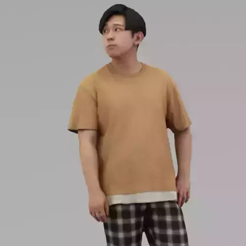 A Relaxed Young Man Looking Sideways In Half Body Portrait 