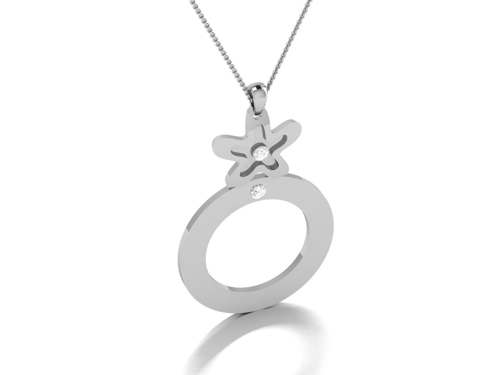 pendant-7216 circle pendant with diamond in middle 3D print model_2