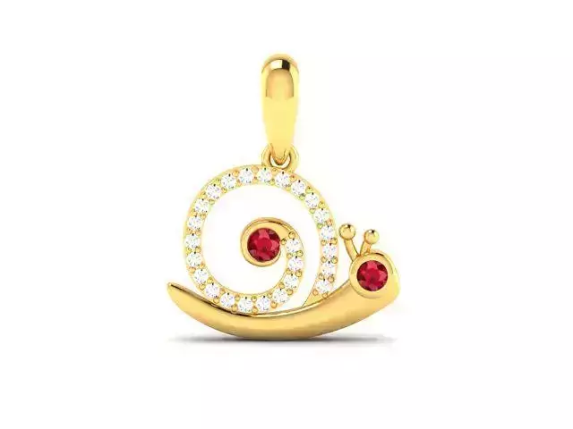 pendant-7112 snail pendant gold with rubies and diamonds