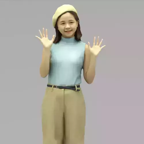 A Young Women Saying Hi In Half Body Portrait 