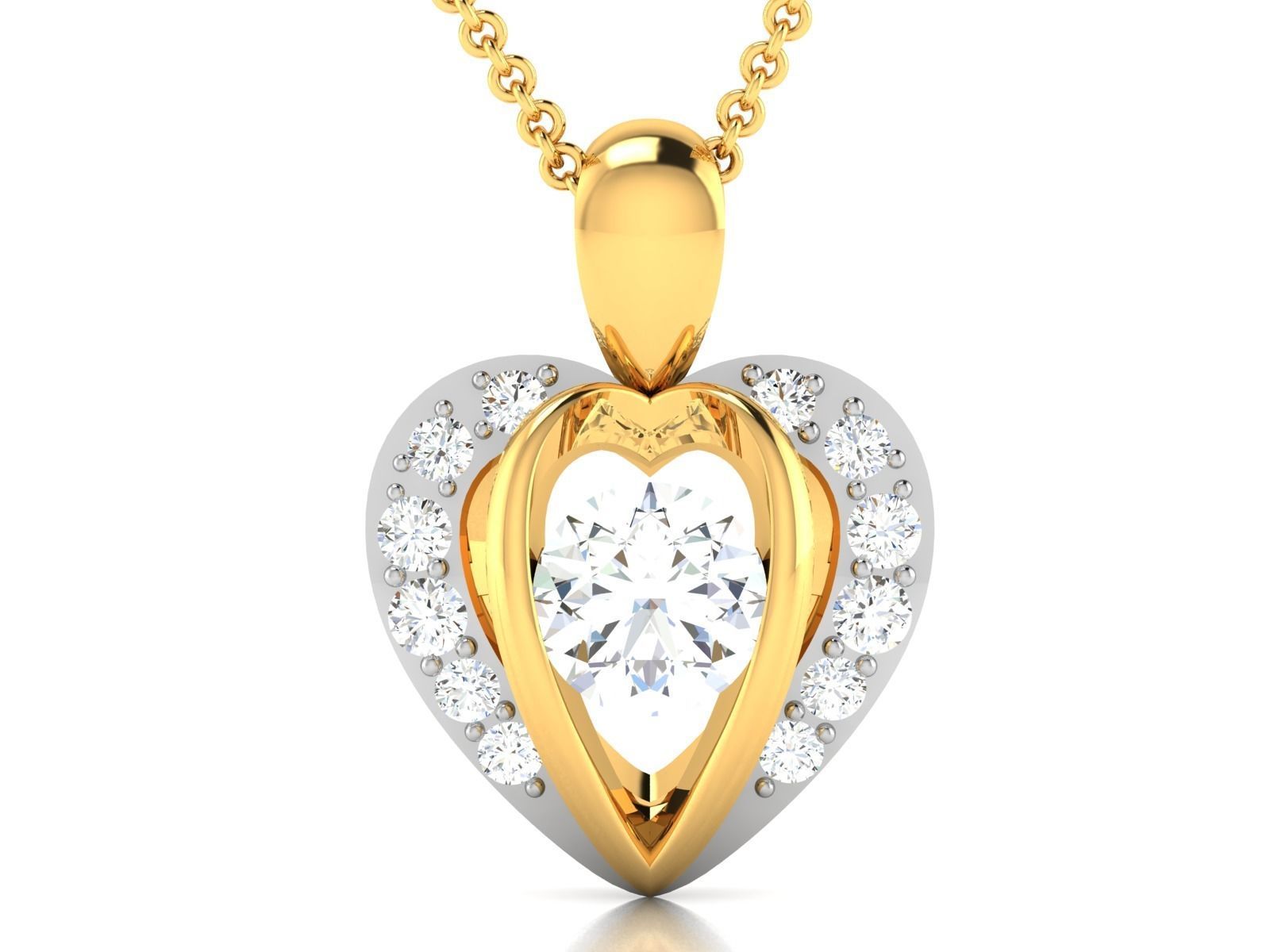 pendant-4485 diamond pendant gold 3D print model_3