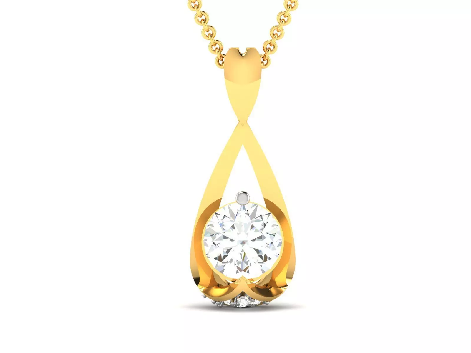 pendant-4443 diamond pendant gold 3D print model_0