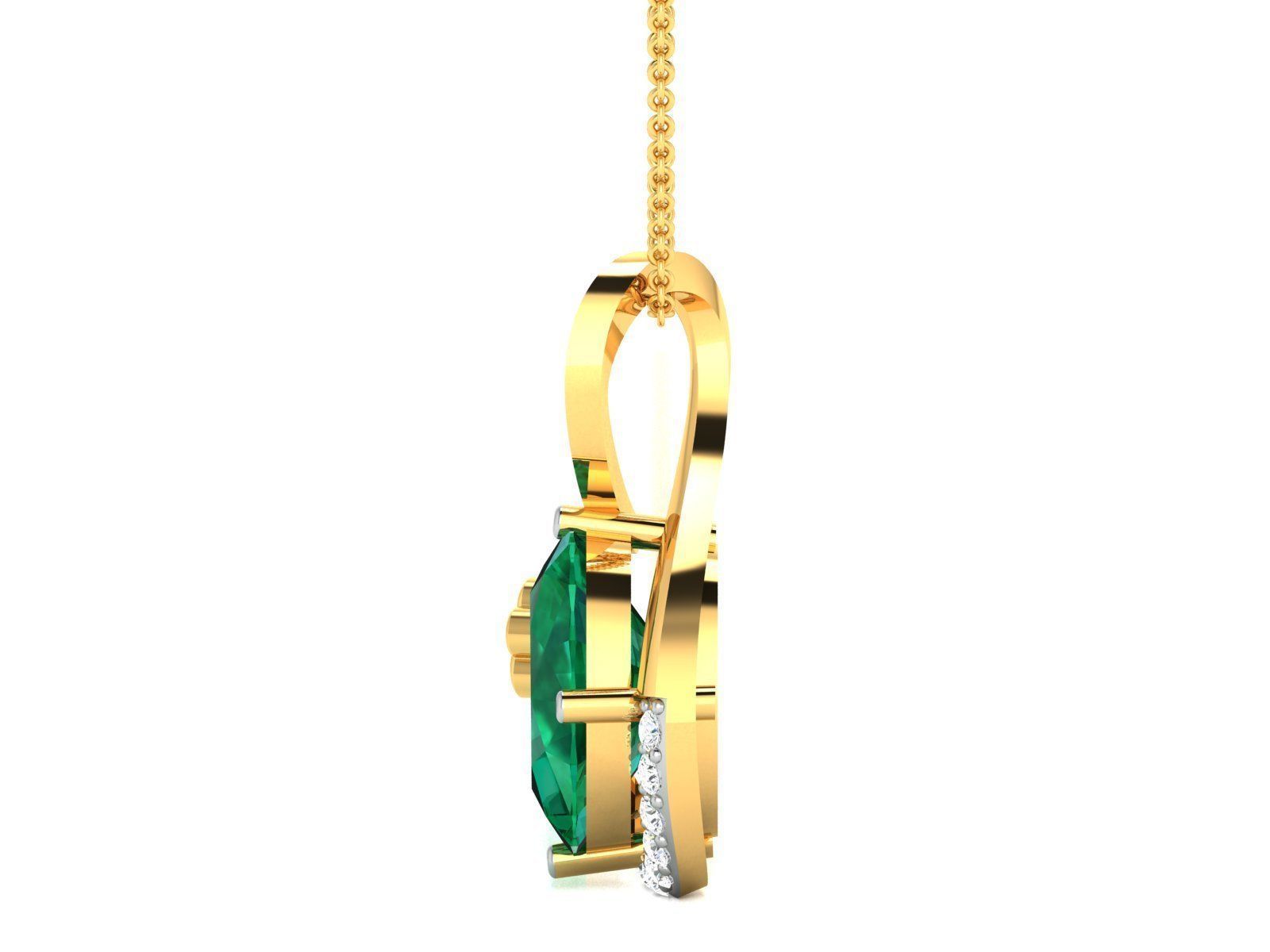 pendant-4428 emerald pendant with diamonds 3D print model_5