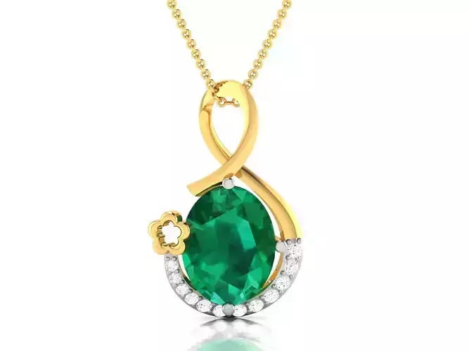 pendant-4428 emerald pendant with diamonds