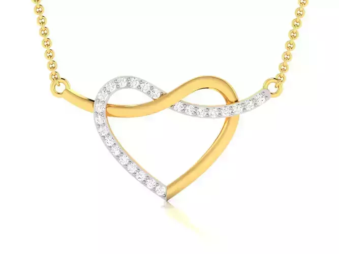 Necklace-4378 gold heart necklace with diamonds 3D print model