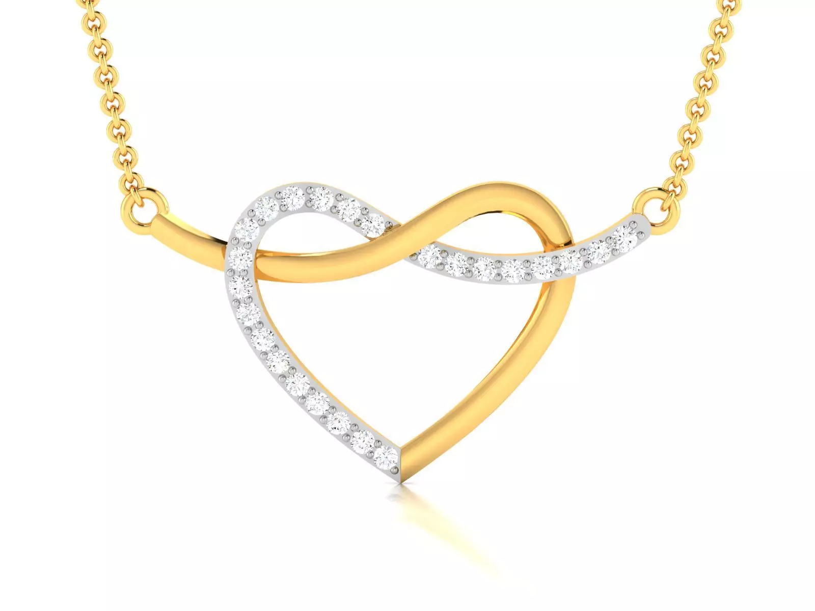 Necklace-4378 gold heart necklace with diamonds 3D print model_0