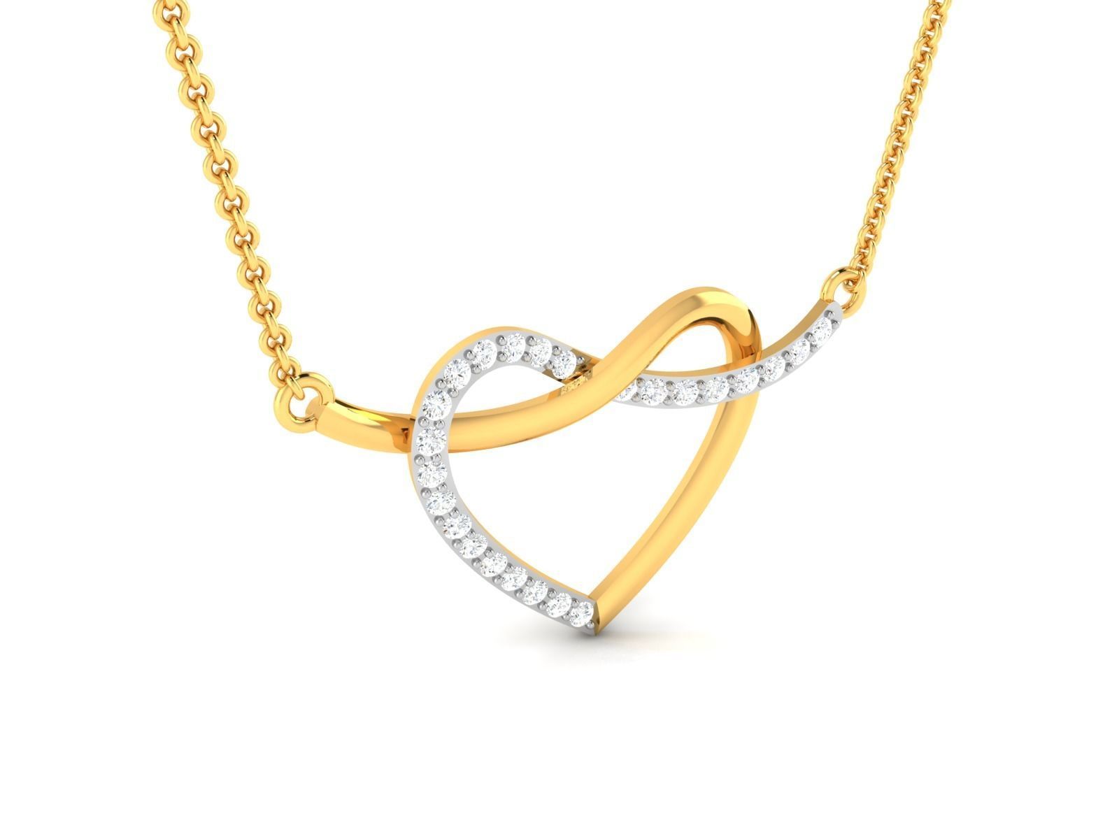 Necklace-4378 gold heart necklace with diamonds 3D print model_3
