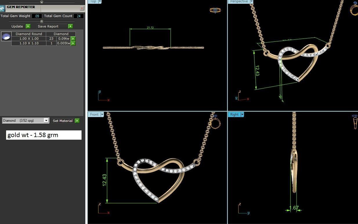 Necklace-4378 gold heart necklace with diamonds 3D print model_1