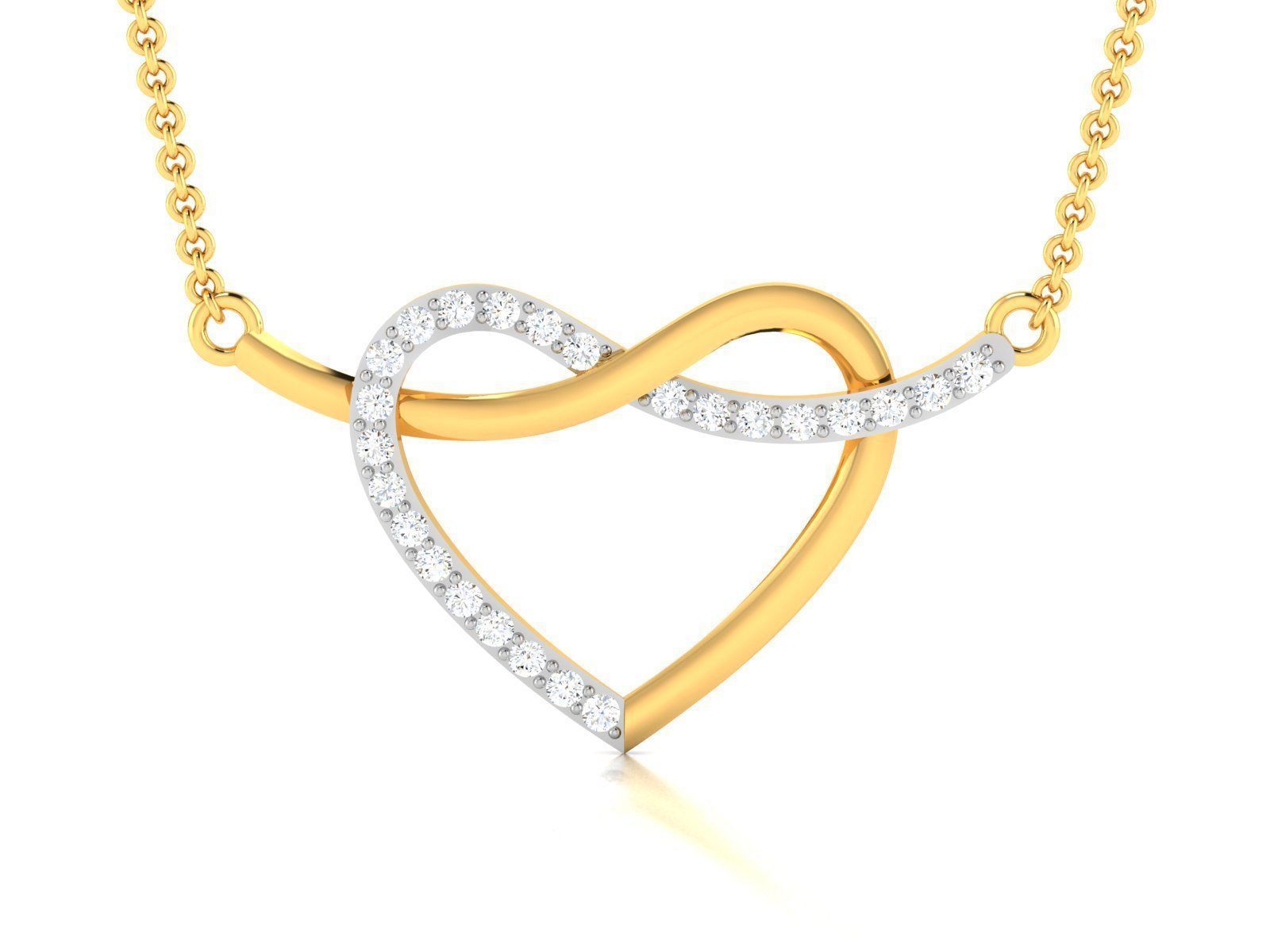 Necklace-4378 gold heart necklace with diamonds 3D print model_4