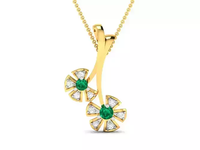 pendant-4290 emerald and diamond pendant gold