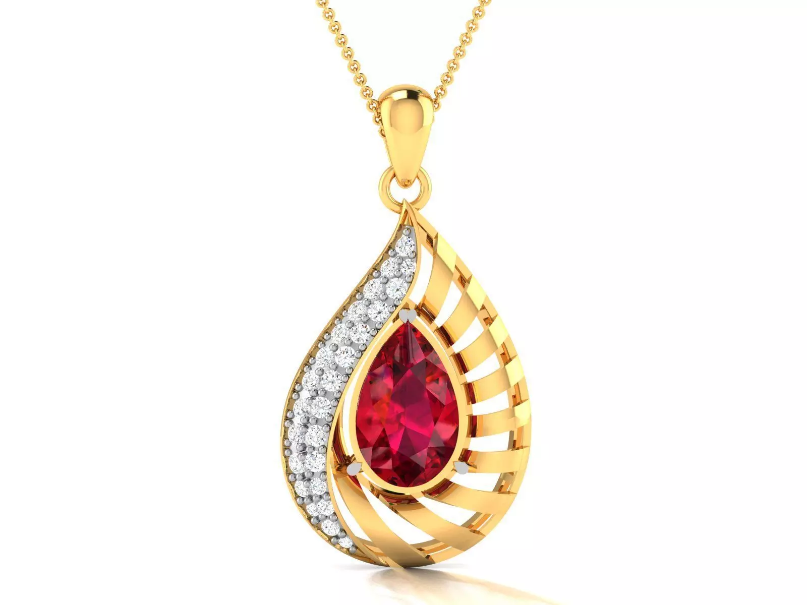 pendant-4271 gold ruby pendant 3D print model_0