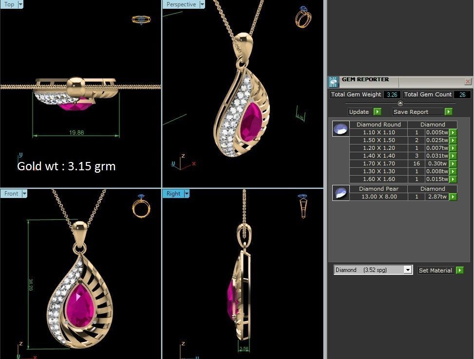 pendant-4271 gold ruby pendant 3D print model_6