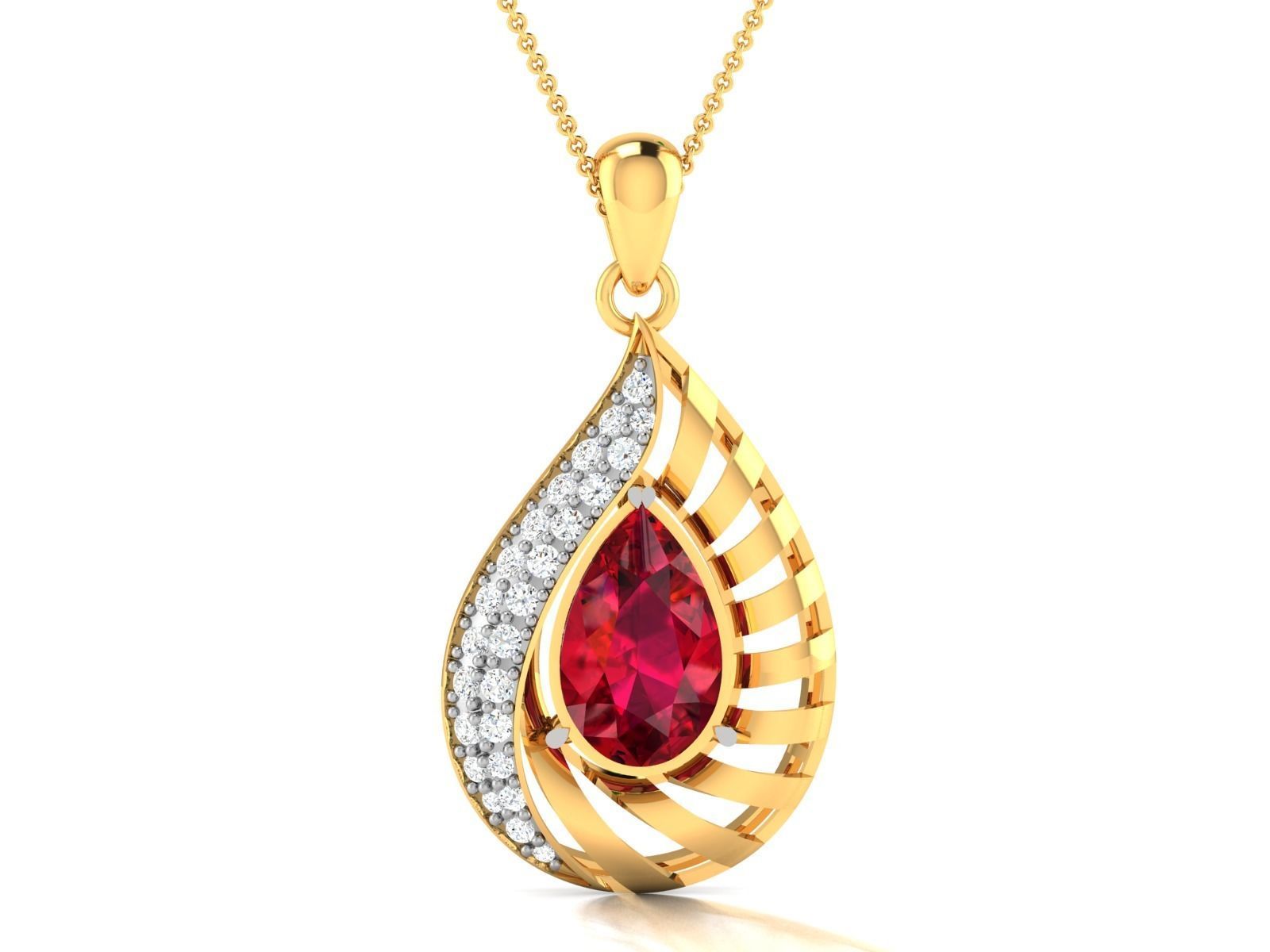 pendant-4271 gold ruby pendant 3D print model_3