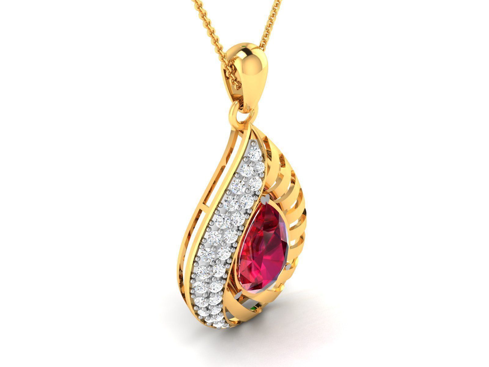 pendant-4271 gold ruby pendant 3D print model_1