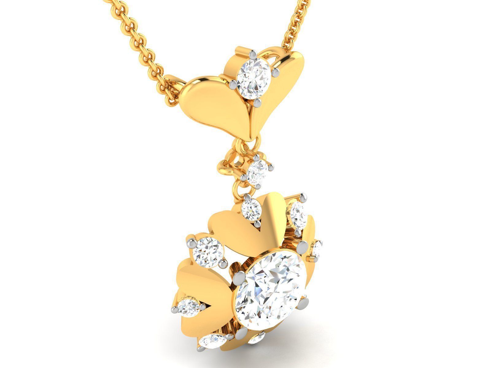 pendant-4265 solitaire diamond pendant gold 3D print model_1