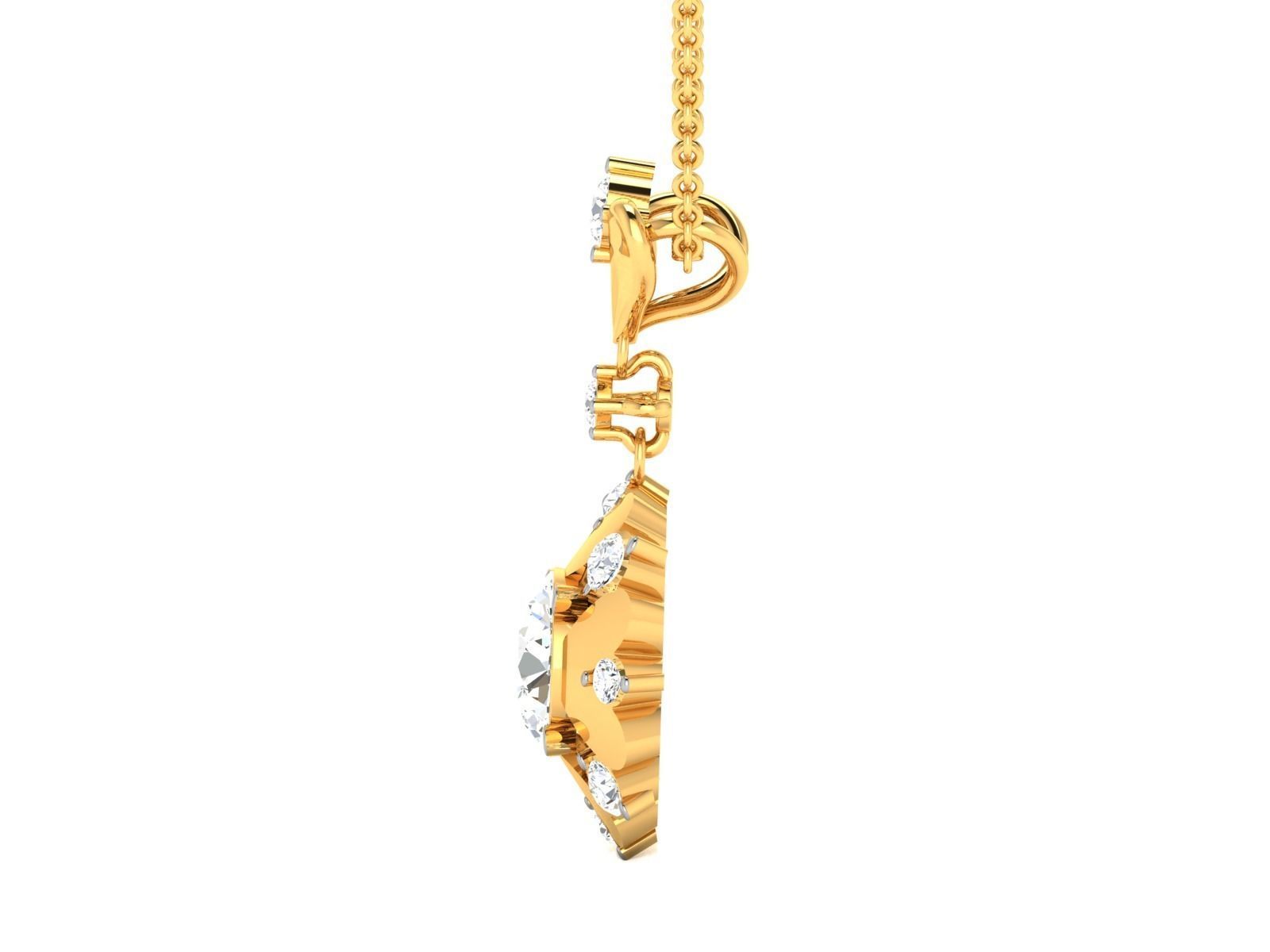pendant-4265 solitaire diamond pendant gold 3D print model_4