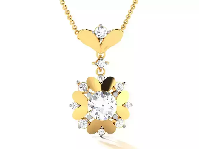 pendant-4265 solitaire diamond pendant gold 3D print model
