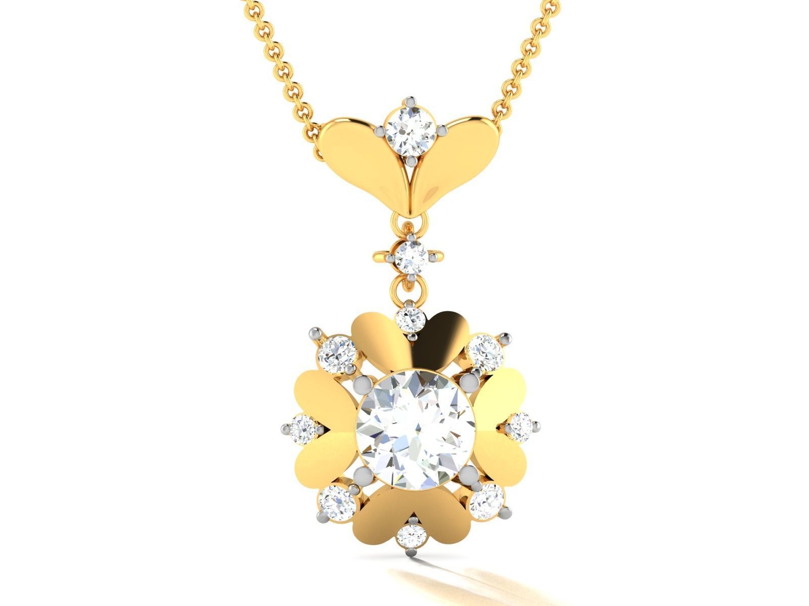 pendant-4265 solitaire diamond pendant gold 3D print model_3