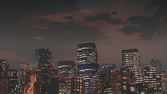 City night scene 3D model 3D model
