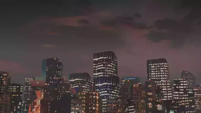 City night scene 3D model 3D model