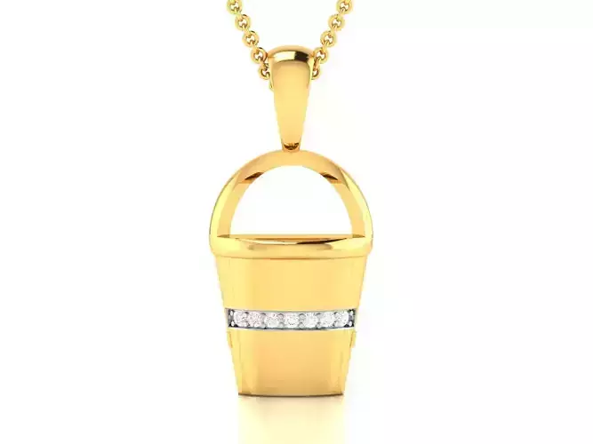 pendant-4235 gold bucket pendant with diamonds