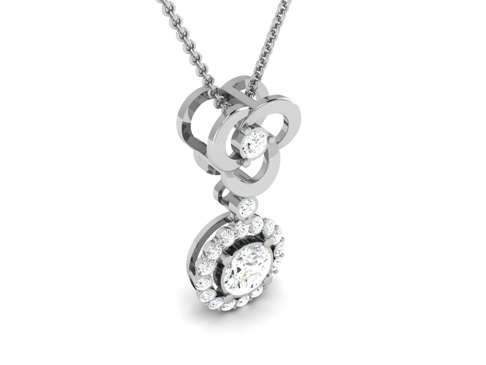 pendant-4143 oval diamond pendant gold 3D print model_3