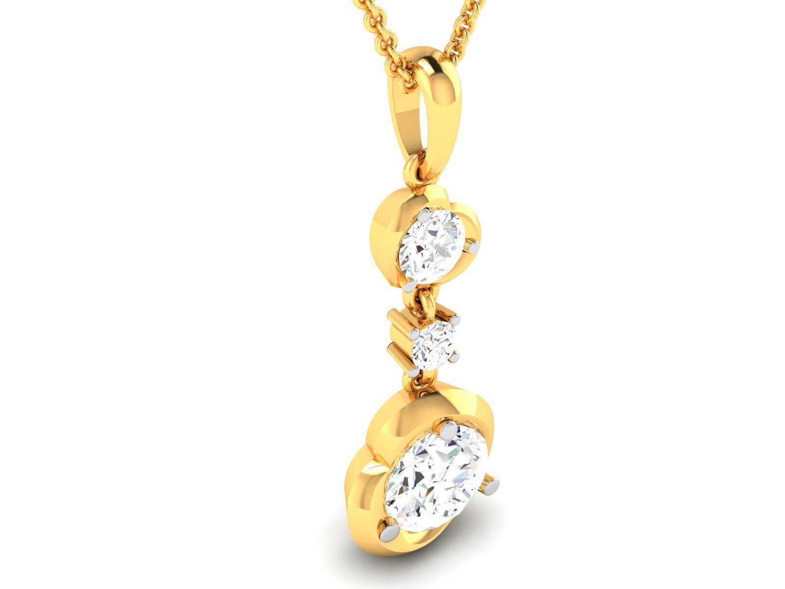 pendant-4126 diamond pendant gold 3D print model_1